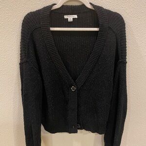 American Eagle Black Chunky Knit Cardigan Sweater
